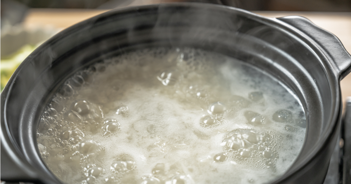 土鍋でおかゆを似ている様子