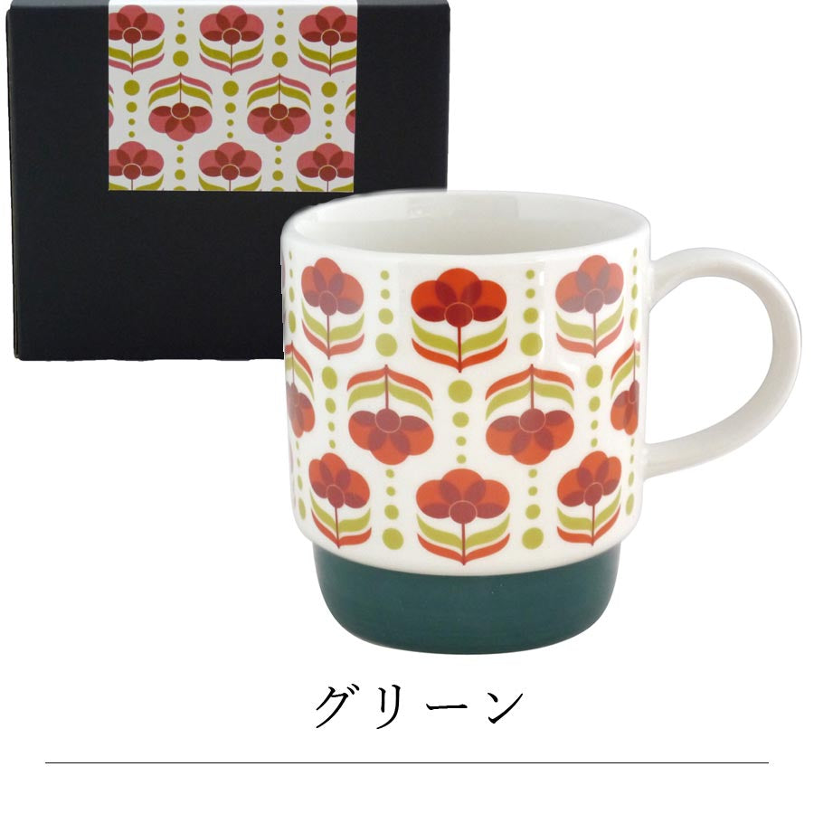 Mug Women's Retro Showa Present Scandinavian Stylish Cute [Retro Cafe Mug] Boxed Minoyaki Made in Japan [Marsan Kondo] [Silent]