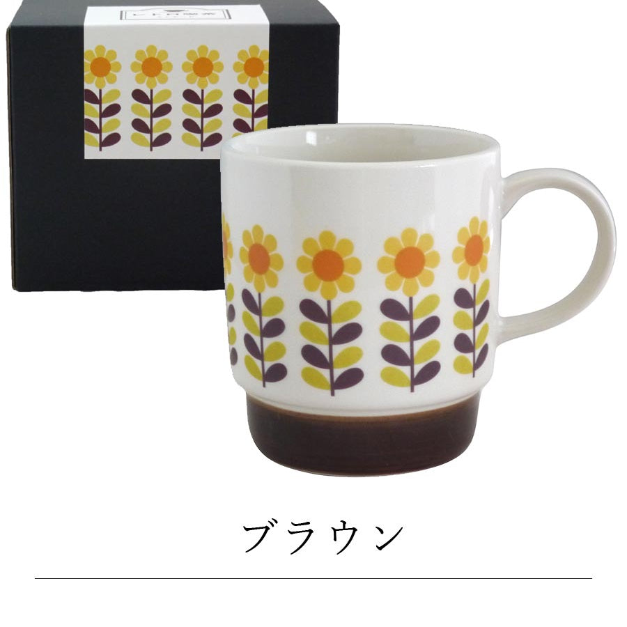 Mug Women's Retro Showa Present Scandinavian Stylish Cute [Retro Cafe Mug] Boxed Minoyaki Made in Japan [Marsan Kondo] [Silent]