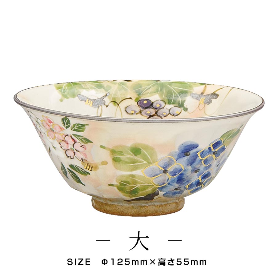 Tea bowl Kyoto ware [Four seasons rice bowl] Pottery Pottery Made in Japan Dishwasher safe Japanese tableware Western tableware Luxury tableware M.STYLE Hotel Restaurant Restaurant [Miyazaki Tableware] [Silent]