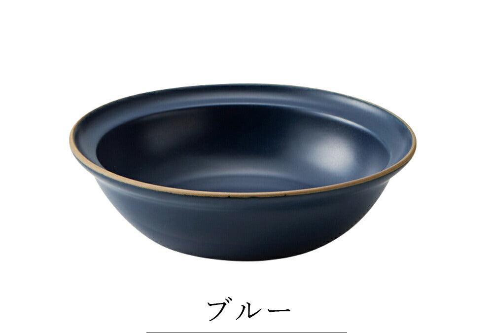 Plate Stylish Colorful Simple Plain [Edge Line Bowl (M)] Pottery Japanese Tableware Western Tableware Cafe Tableware Adult [Maruri Tamaki] [Silent]