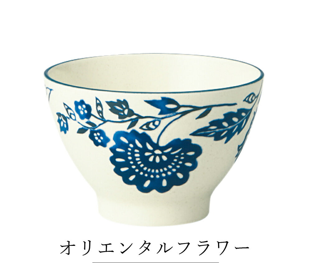 Tea bowl, stylish, floral pattern [AIKA rice bowl] Pottery, Japanese tableware, Western tableware, cafe tableware, adult [Maruri Tamaki] [Silent-]