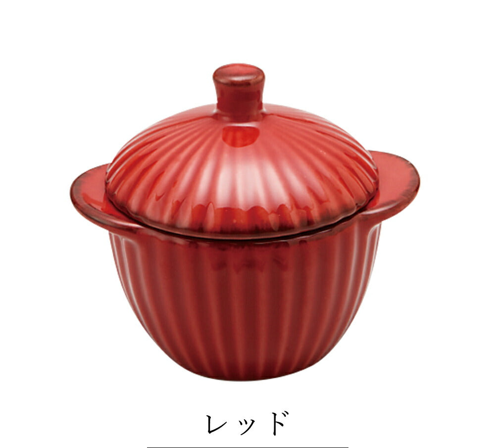 Cocotte Plate Stylish Heat Resistant Dish [Gather Cocotte with Lid] Pottery Japanese Tableware Western Tableware Cafe Tableware Adult [Maruri Tamaki] [Silent]