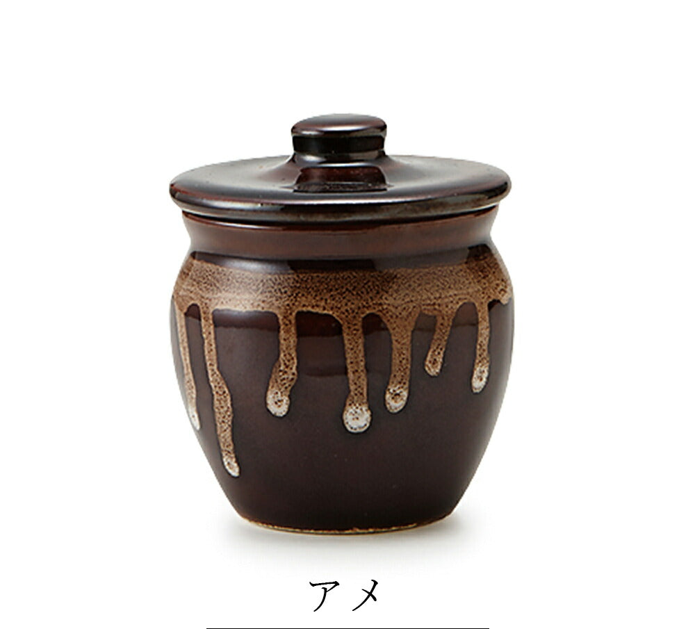Sauce container, seasoning container, jar with lid, pickle container [Mini Turtle No. 1] Pottery, Japanese tableware, Western tableware [Maruri] [Silent]